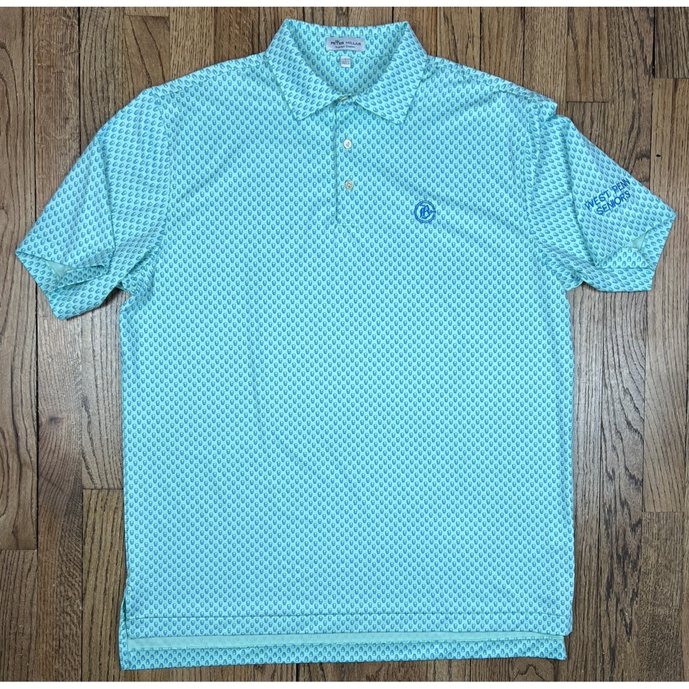 Peter Millar Summer Comfort Skulls Geometric Pattern Golf Polo Shirt Men's Large
